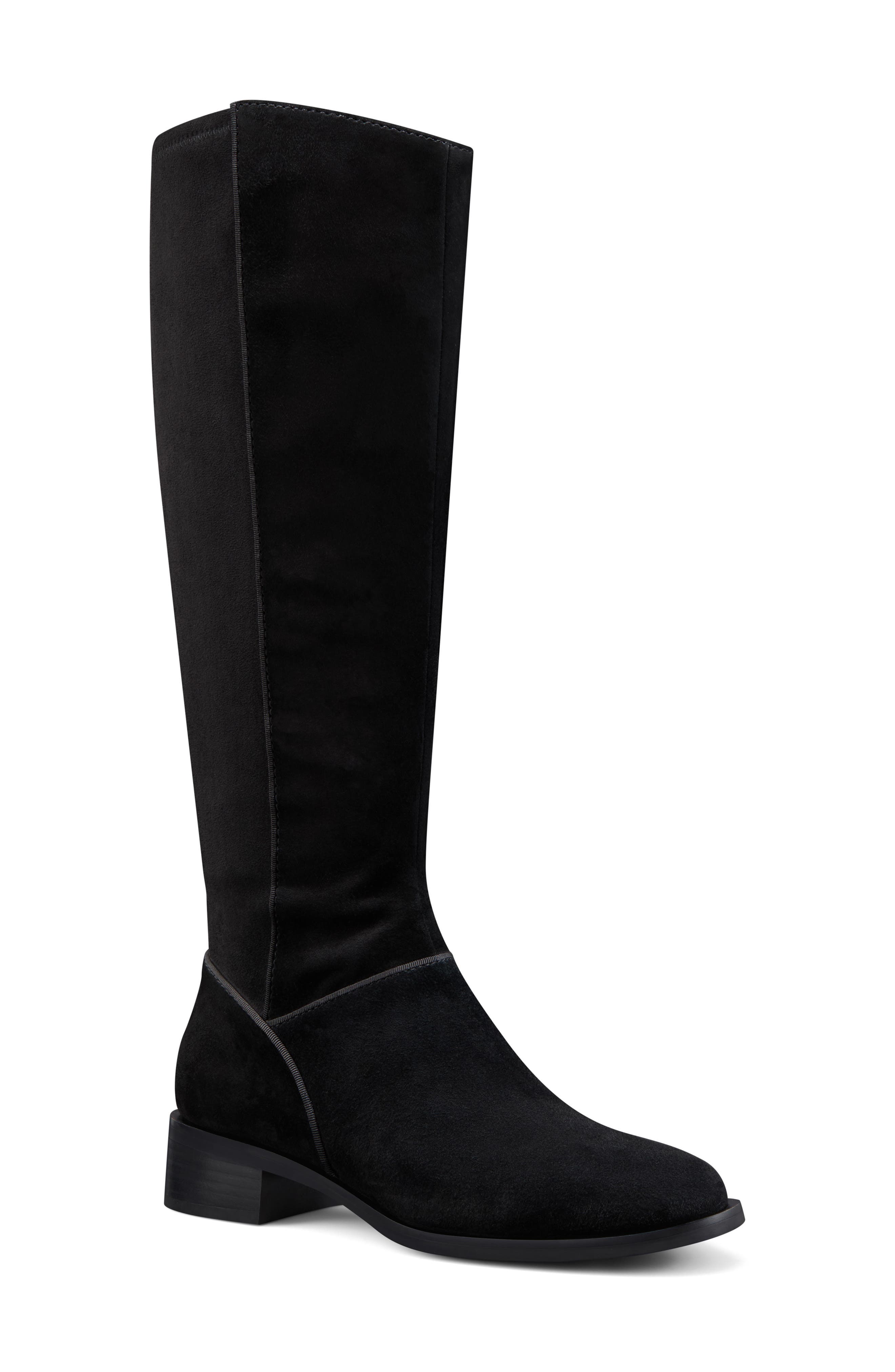 The Starling Loafer Tall Boot Suede, Main, color, BLACK SUEDE