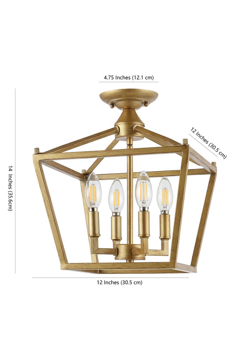Plains 4-Light Iron Modern Farmhouse LED Flush Mount, Alternate, color, Brass Gold