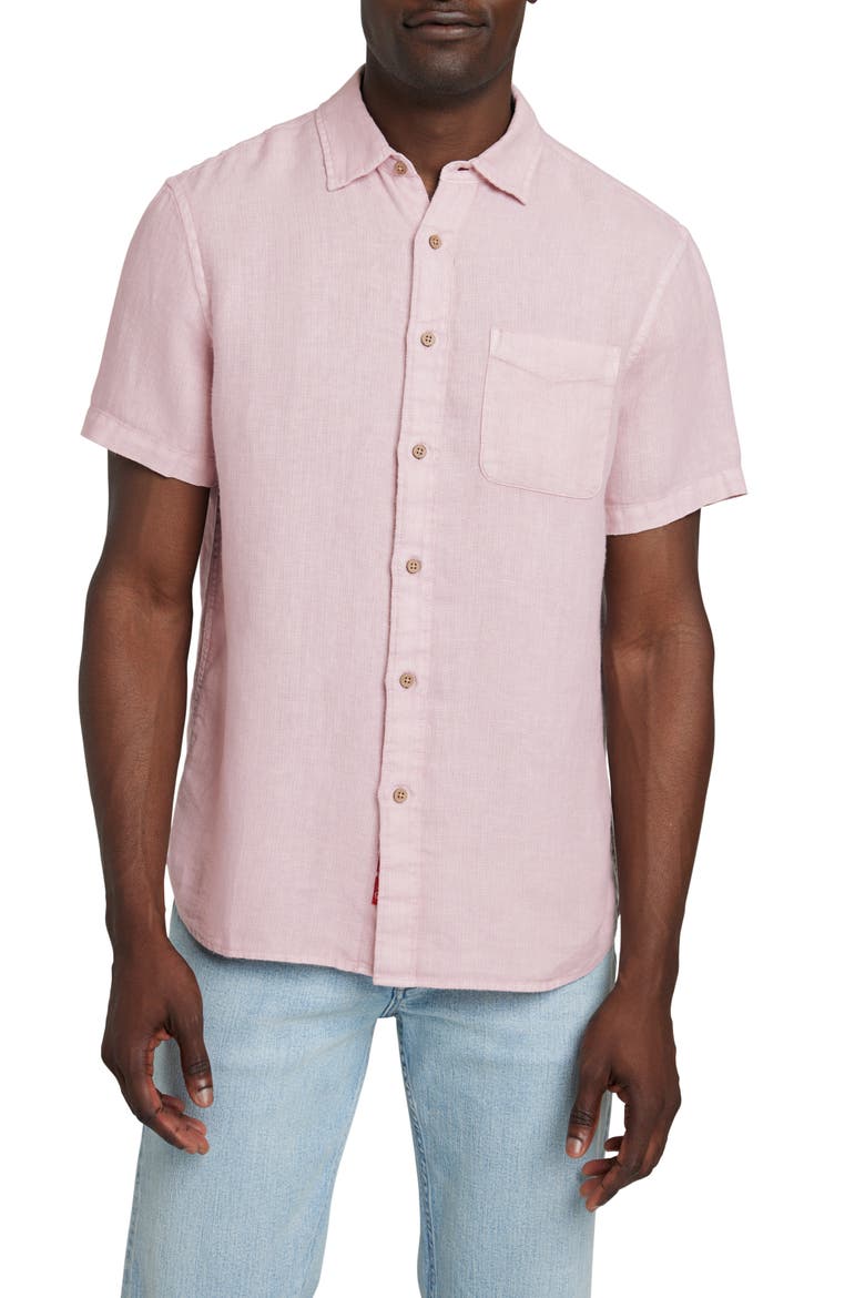 Men's Laguna Short Sleeve Linen Button-Up Shirt, Main, color, COASTAL MAUVE