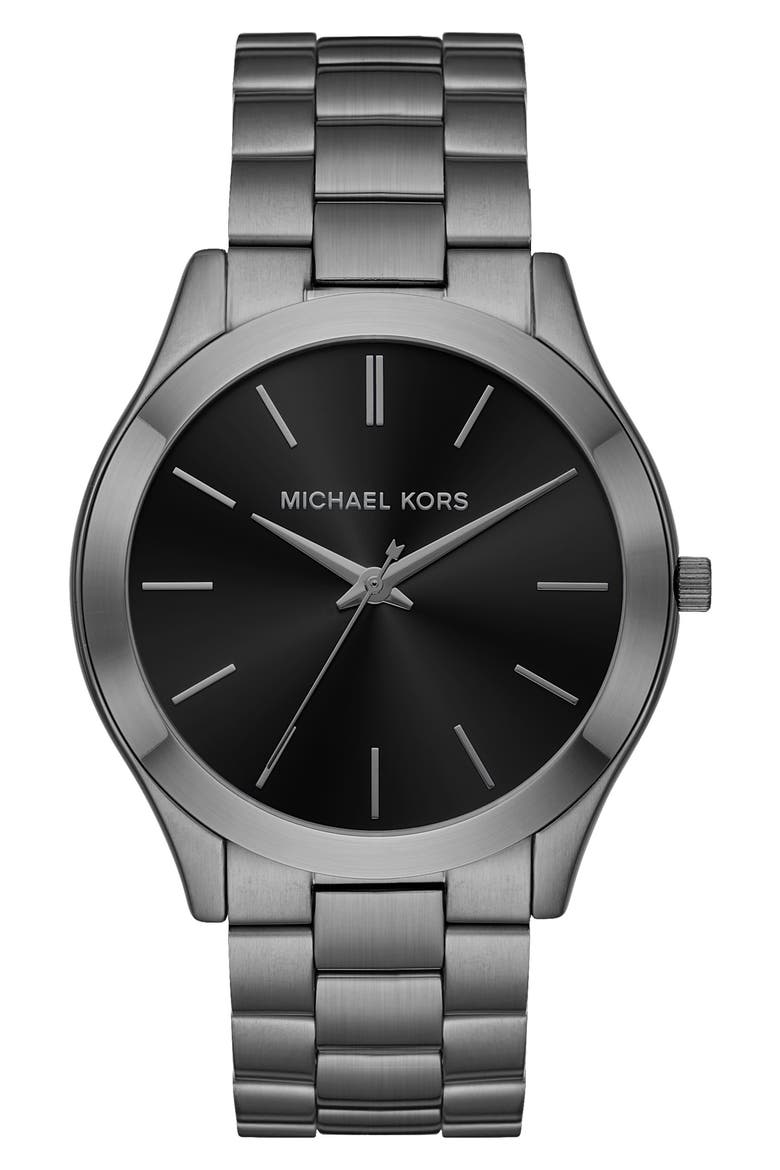 Slim Runway Bracelet Watch, 44mm & Wallet Set, Alternate, color, GUNMETAL