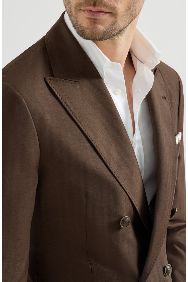 Virgin wool and cashmere one-and-a-half breasted deconstructed blazer, Alternate, color, Brown