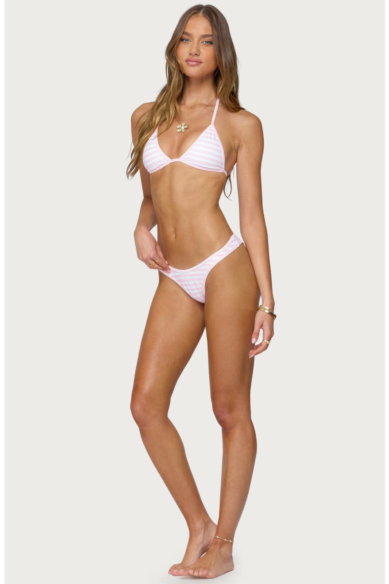 Jayla Stripe Triangle Bikini Top, Alternate, color, PINK-AND-WHITE