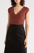 MAX STUDIO Cap Sleeve Wrap Sweater