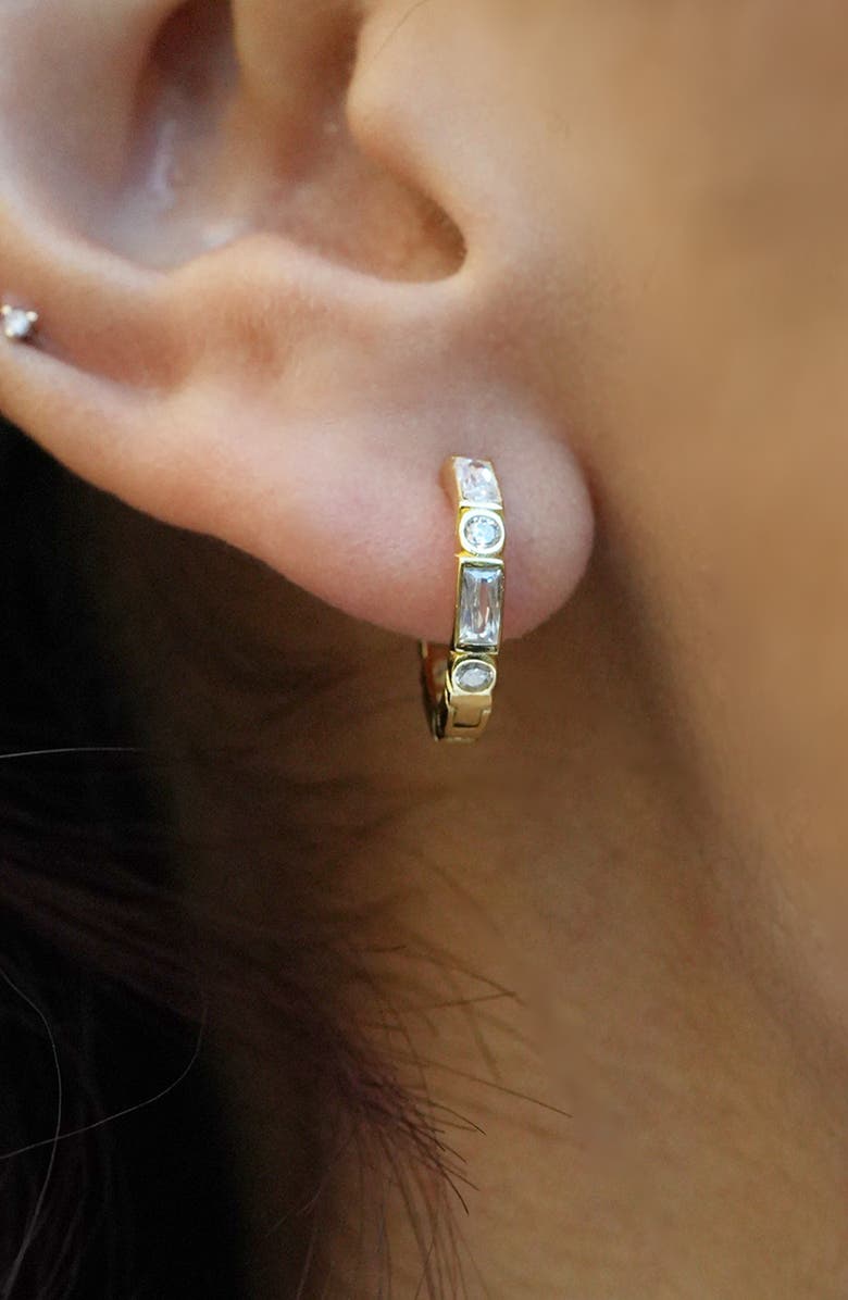 ARGENTO VIVO Cubic Zirconia Hoop Earrings, Alternate, color, Gold