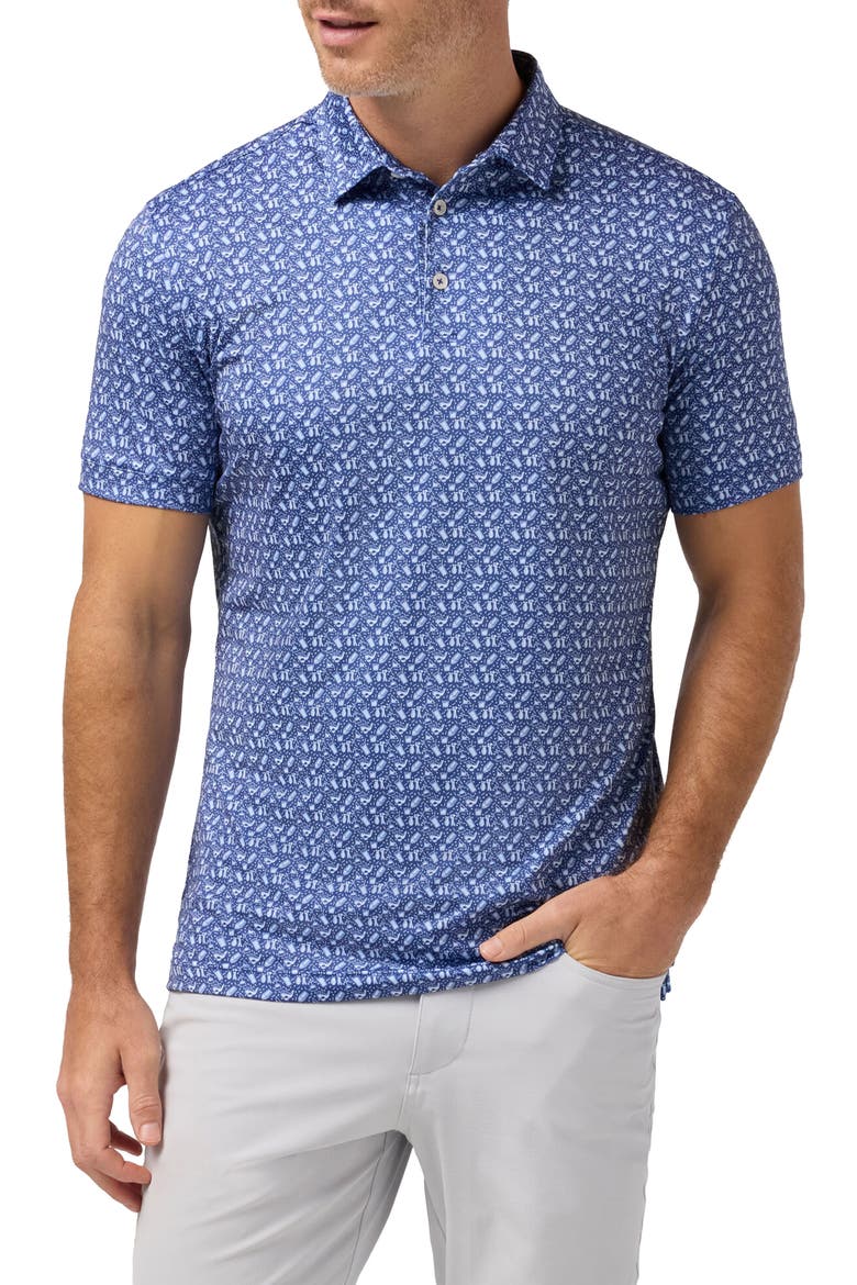 Versa Trim Fit Cocktail Print Polo, Main, color, COBALT PAR FORE CLASSIC