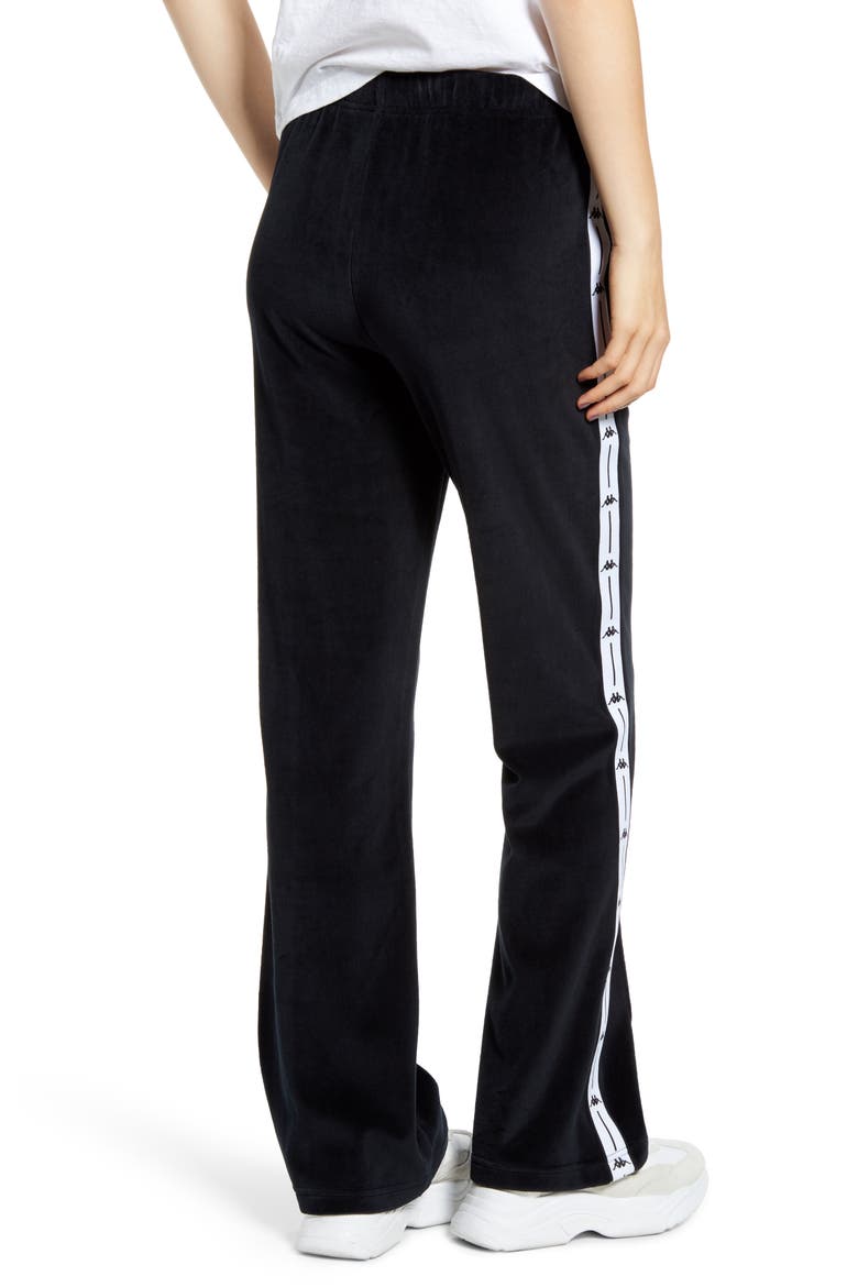 Kappa Barav Velour Track Pants, Alternate, color, BLACK/ WHITE