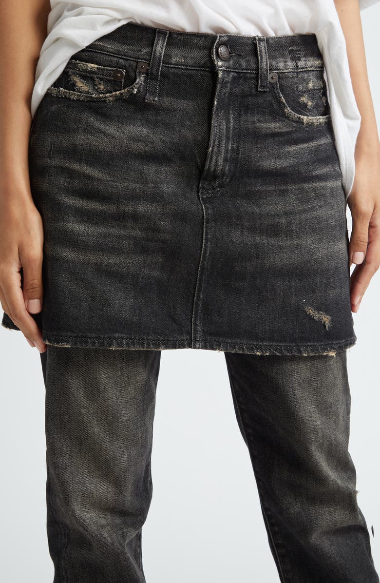 R13 Romeo Double Classic Skirted Straight Leg Jeans, Alternate, color, 