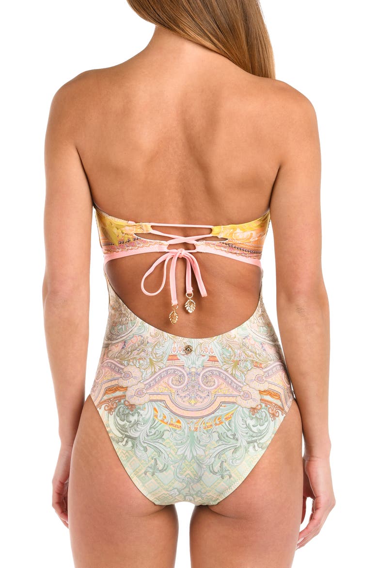 Dreamland Bandeau One-Piece Swimsuit, Alternate, color, BEIGE MULTI