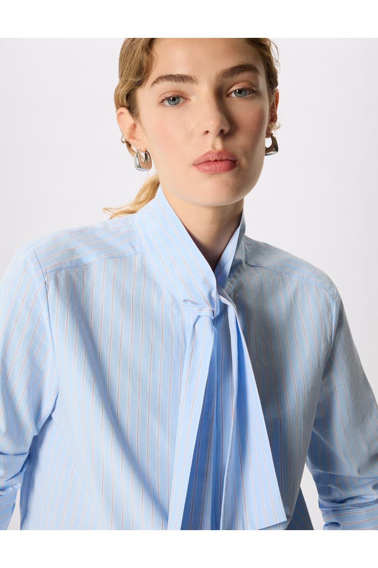 Cotton Scarf Detail Button Down Shirt, Alternate, color, Blue/Multi