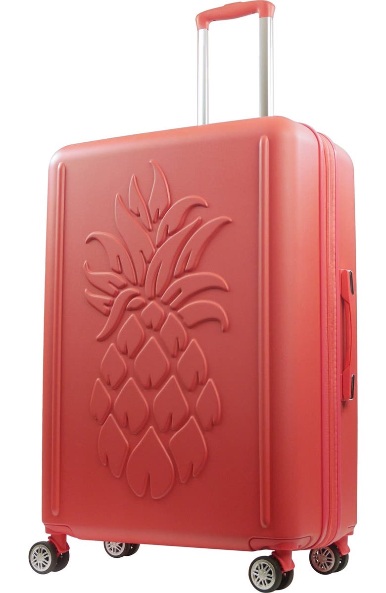 Tommy Bahama 30.5" Hard-Sided 3D Pineapple Luggage with Drawstring Bag, Main, color, Coral