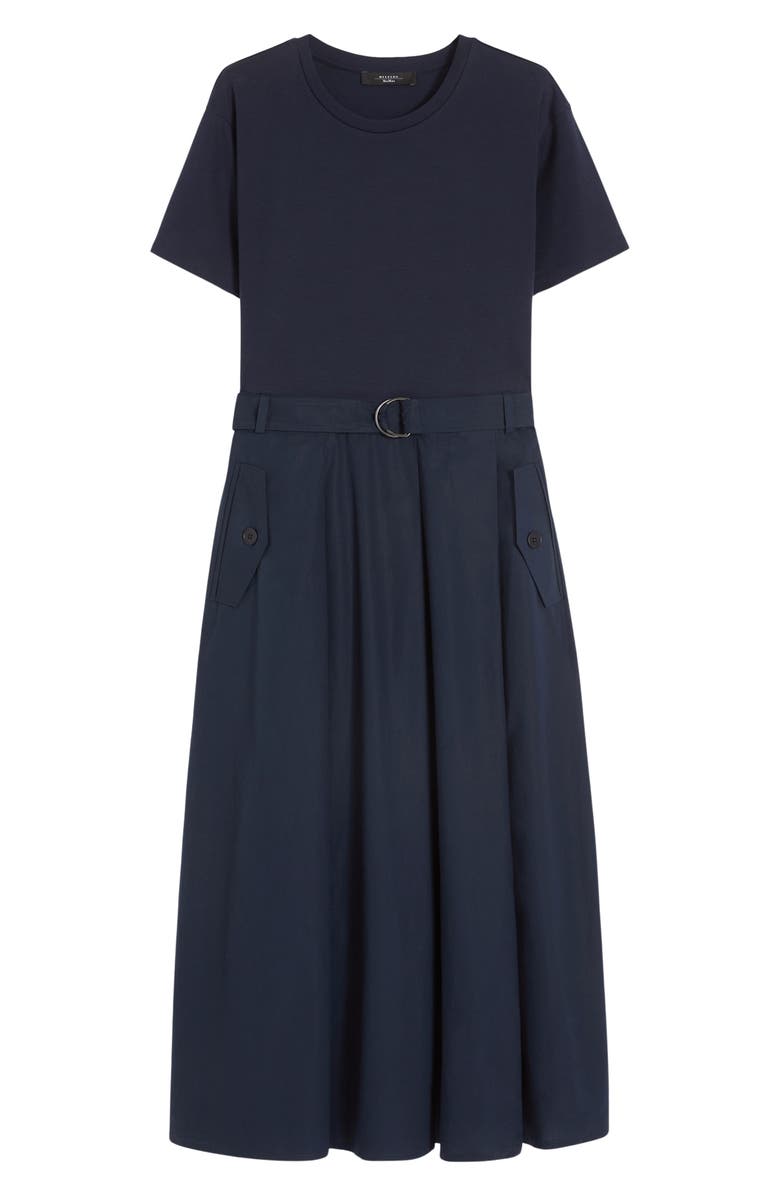 Weekend Max Mara Gommoso Pleated Midi Dress, Alternate, color, Navy