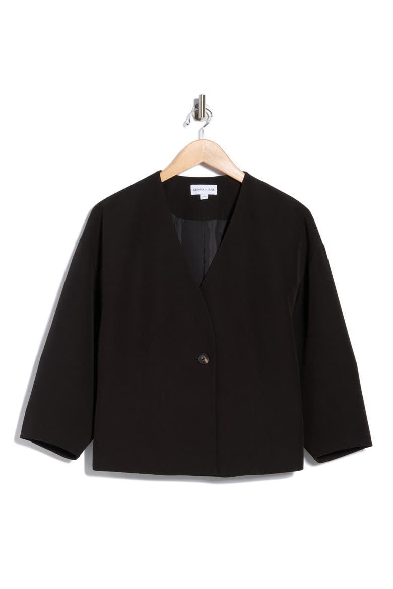 Barrel Sleeve One-Button Jacket, Alternate, color, BLACK