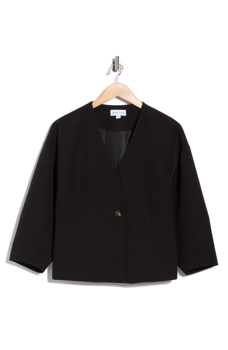 Gemma + Jane Barrel Sleeve One-Button Jacket, Alternate, color, Black