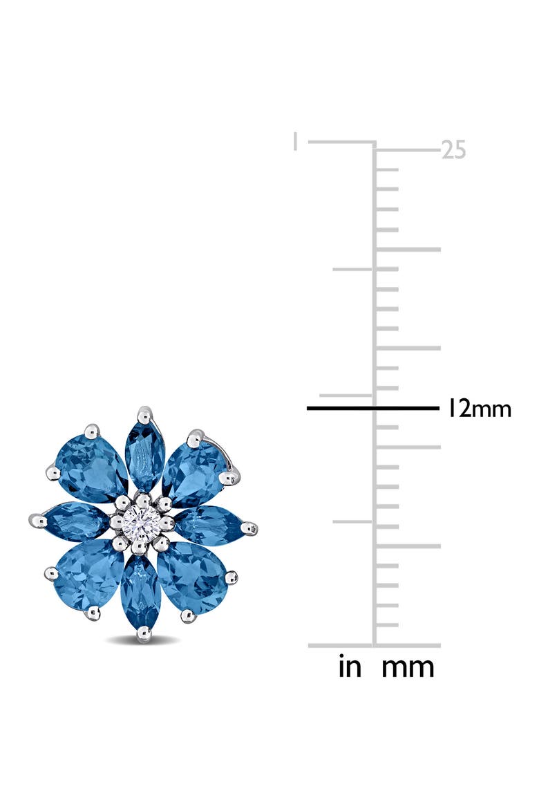 London Blue Topaz & White Topaz Flower Stud Earrings, Alternate, color, BLUE