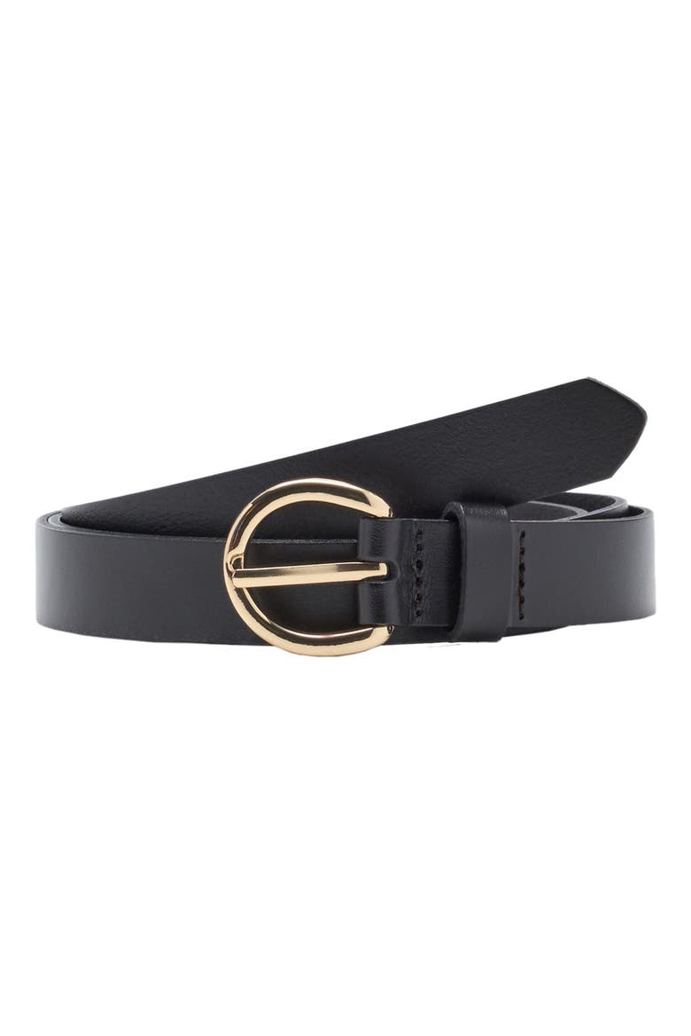 Leather Narrow Belt, Alternate, color, BLACK