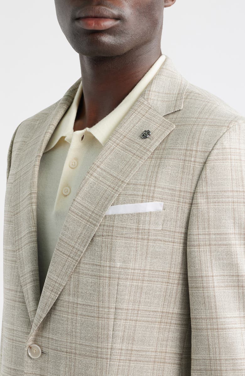 BOSS Hutson Slim Fit Plaid Sport Coat, Alternate, color, Open White