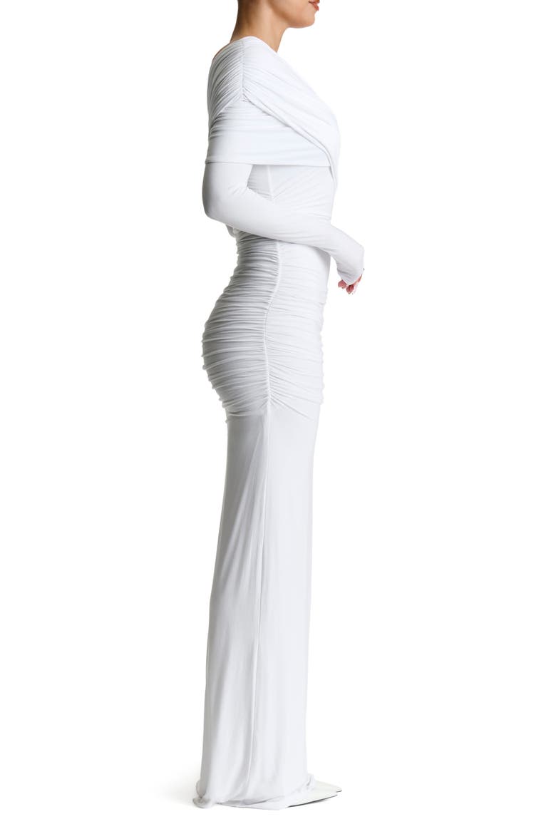 Smooth Off the Shoulder Long Sleeve Maxi Dress, Alternate, color, WHITE