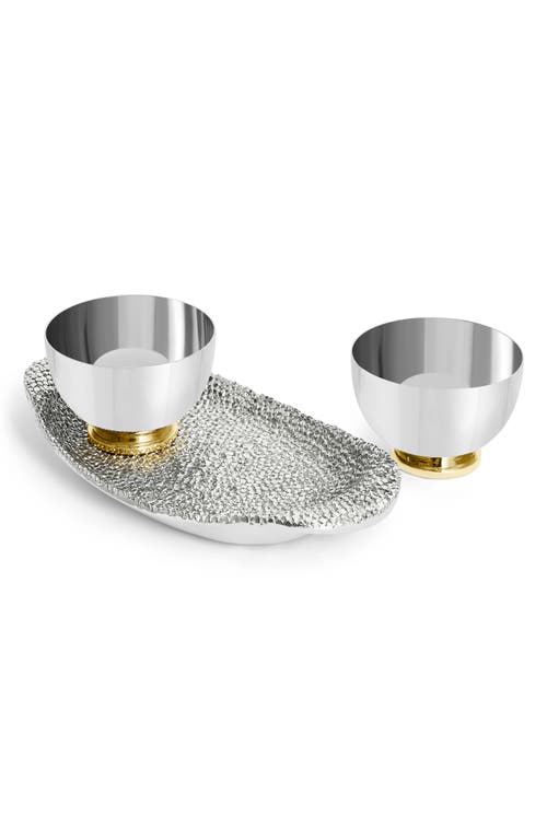 Michael Aram Shagreen Double Dish & Tray Set In Silver