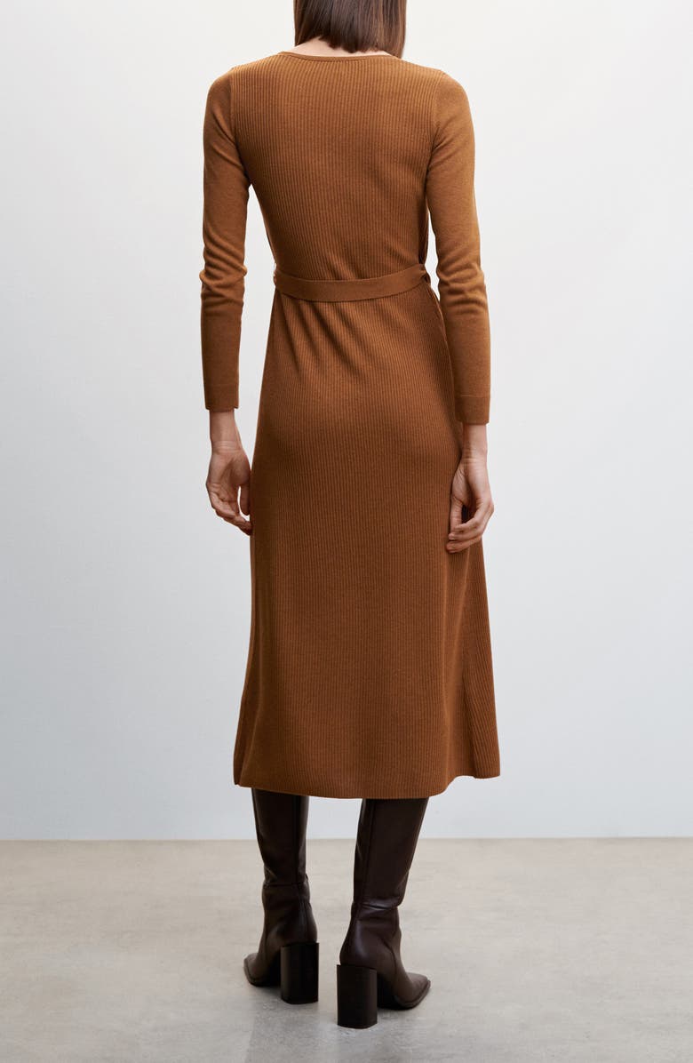 MANGO Long Sleeve Faux Wrap Sweater Dress, Alternate, color, 