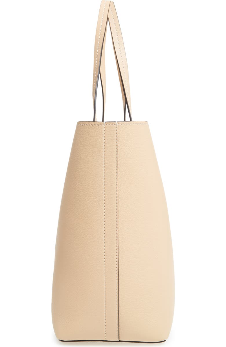 Tory Burch Perforated Logo Leather Tote, Alternate, color, Sand Dune/ Tory Navy