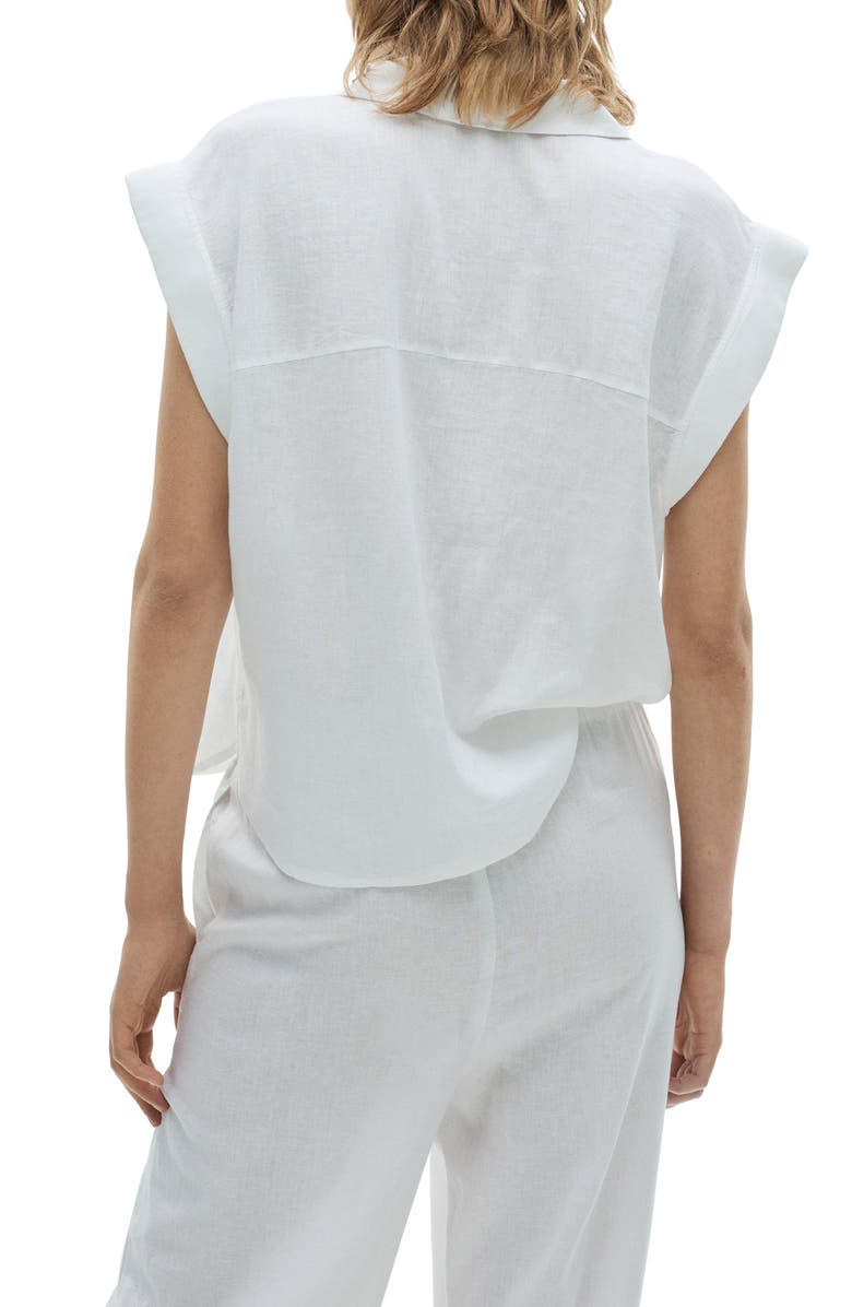 MANGO Flowing Linen Blend Blouse, Alternate, color, 