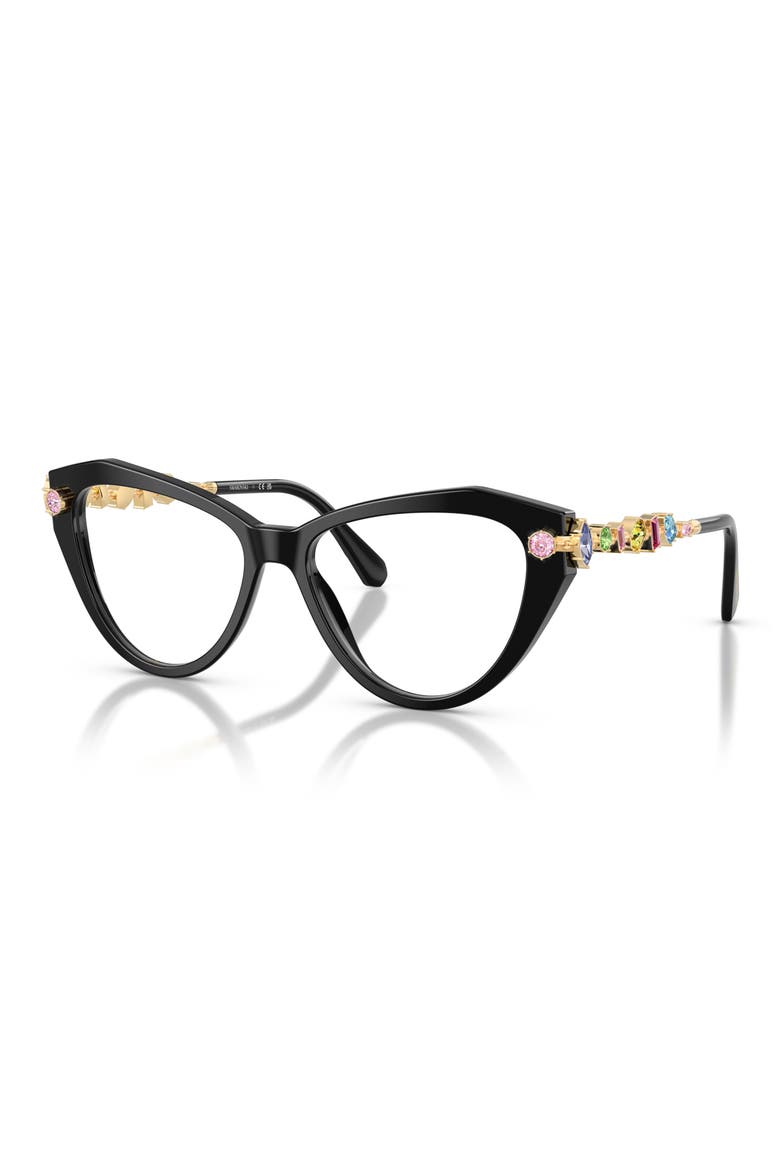 53mm Cat Eye Optical Glasses, Alternate, color, BLACK/ DEMO LENS