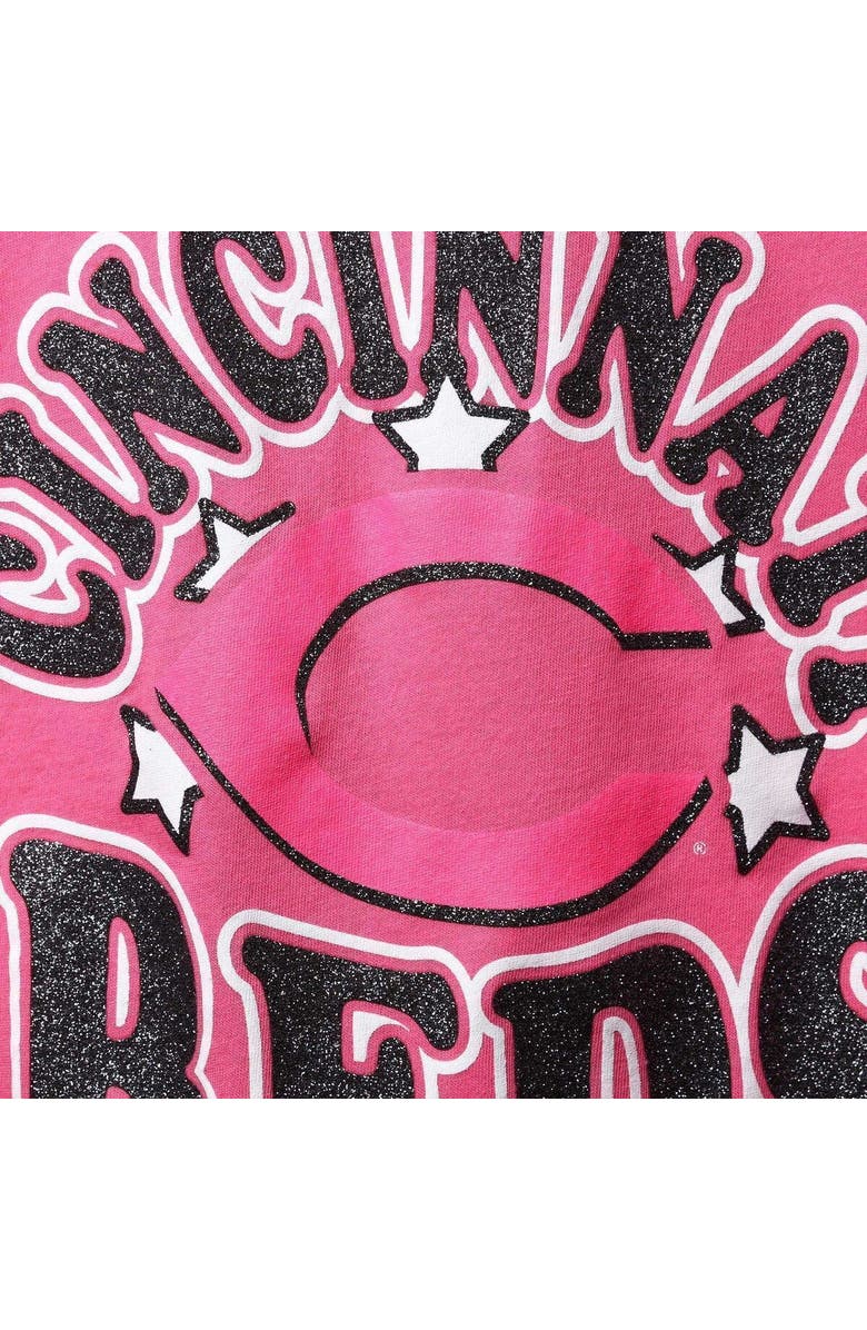 New Era Girl's Youth New Era Pink Cincinnati Reds Jersey Stars V-Neck T-Shirt, Alternate, color,
