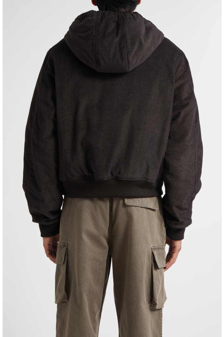 Bank Corded Twill Hooded Bomber Jacket, Alternate, color, DARK BROWN TWILL CORD