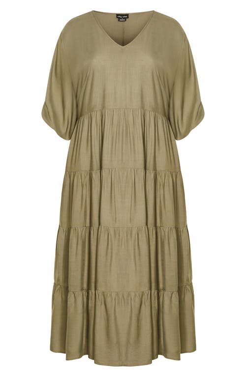 City Chic Jenna Tiered Maxi Dress In Brown