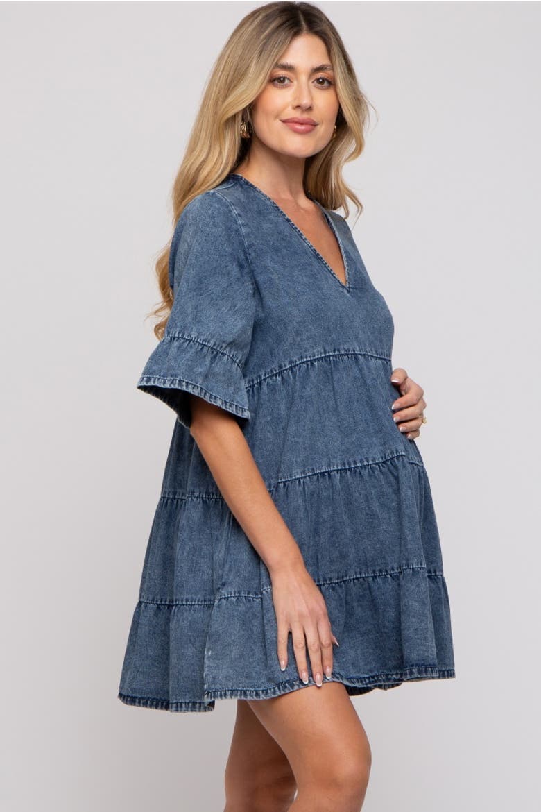 Vintage Wash Tiered Dress, Alternate, color, Blue
