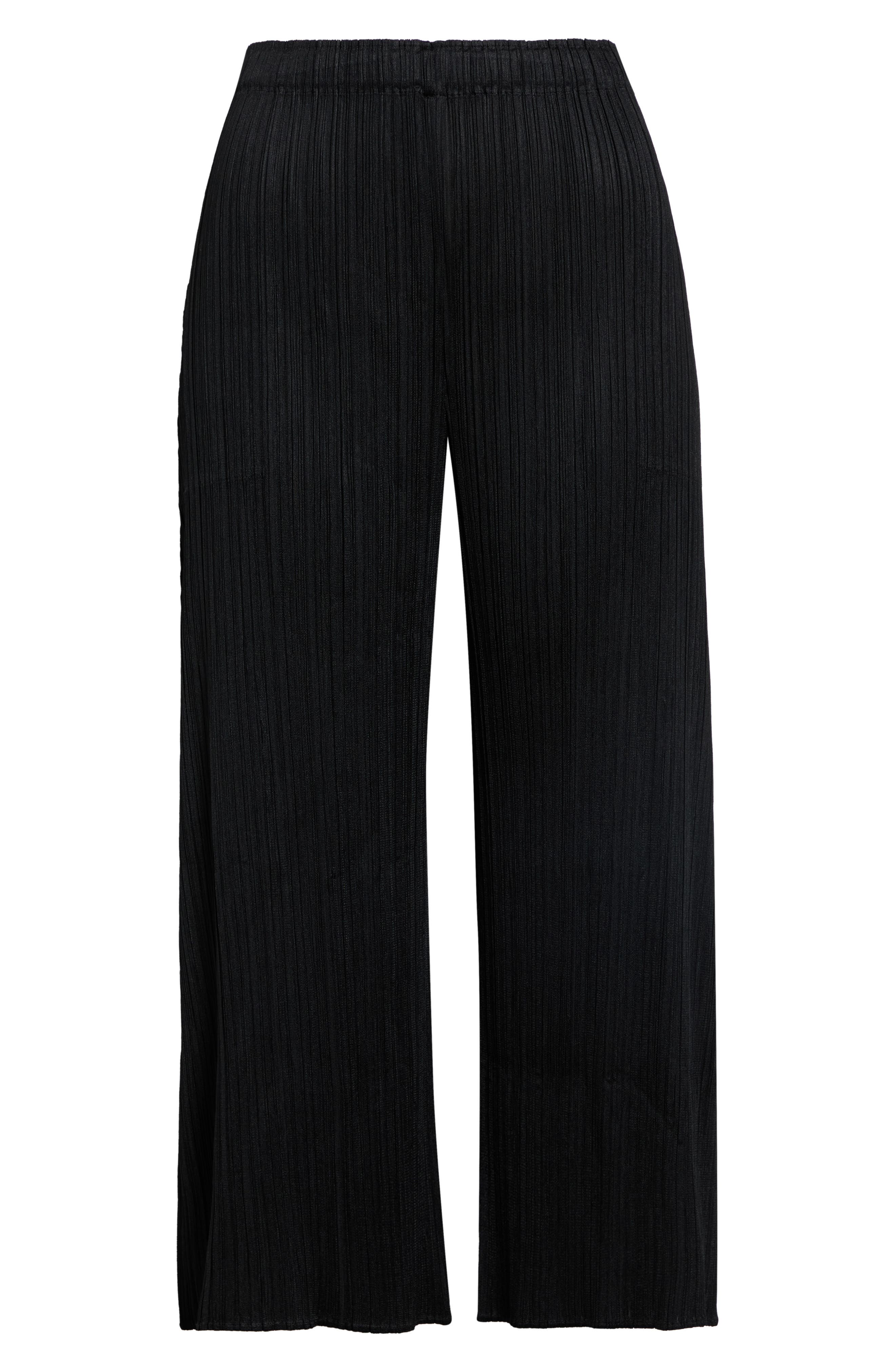Issey Miyake Pleats Please  Monthly Colors July Pleated Crop Straight Leg Pants In Black