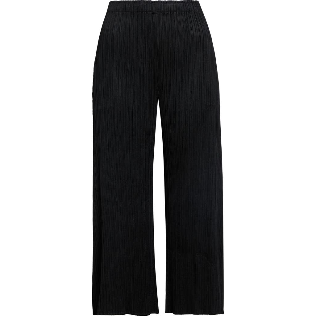 Issey Miyake Pleats Please Monthly Colors July Pleated Crop Straight Leg Pants In Black