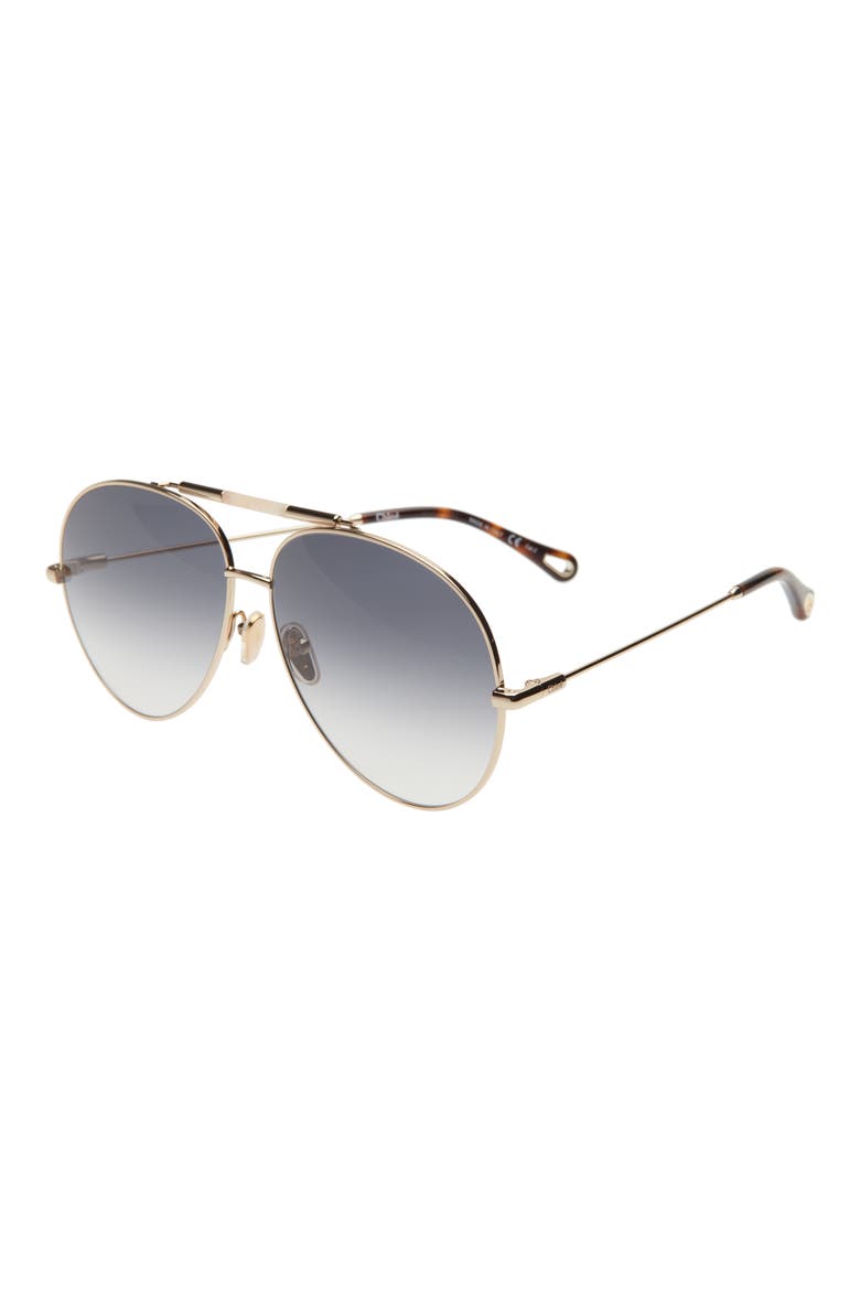 62mm Gradient Oversize Aviator Sunglasses, Alternate, color, GOLD 3
