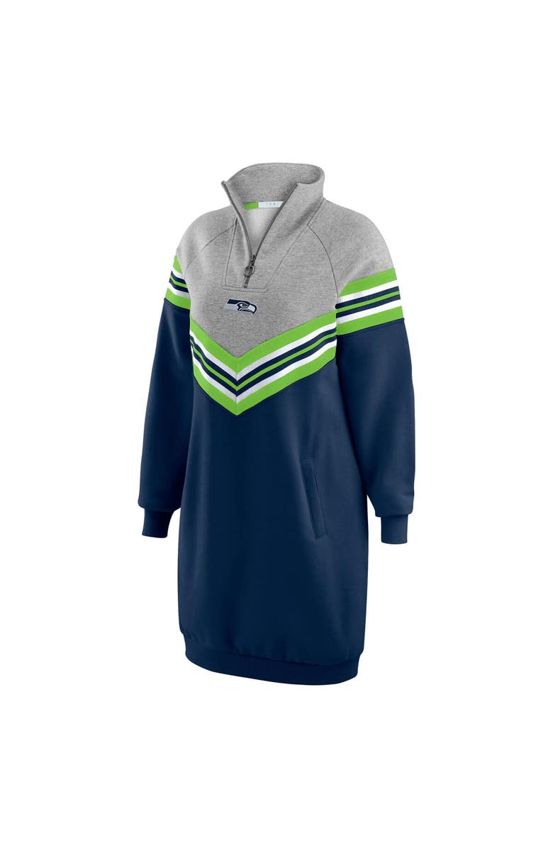 WEAR by Erin Andrews Women's WEAR by Erin Andrews  College Navy/Heather Gray Seattle Seahawks Chevron Stripe Dress, Alternate, color, 