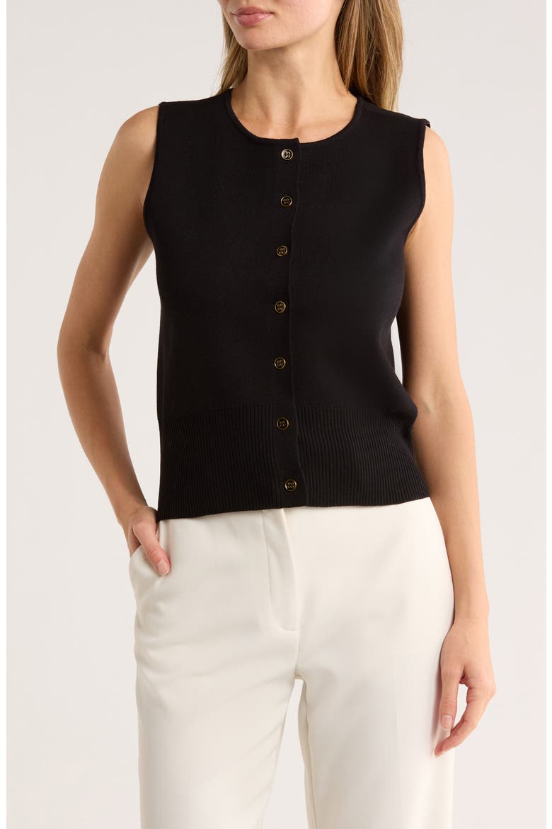 Julianna Button Front Sweater Vest, Main, color, BLACK