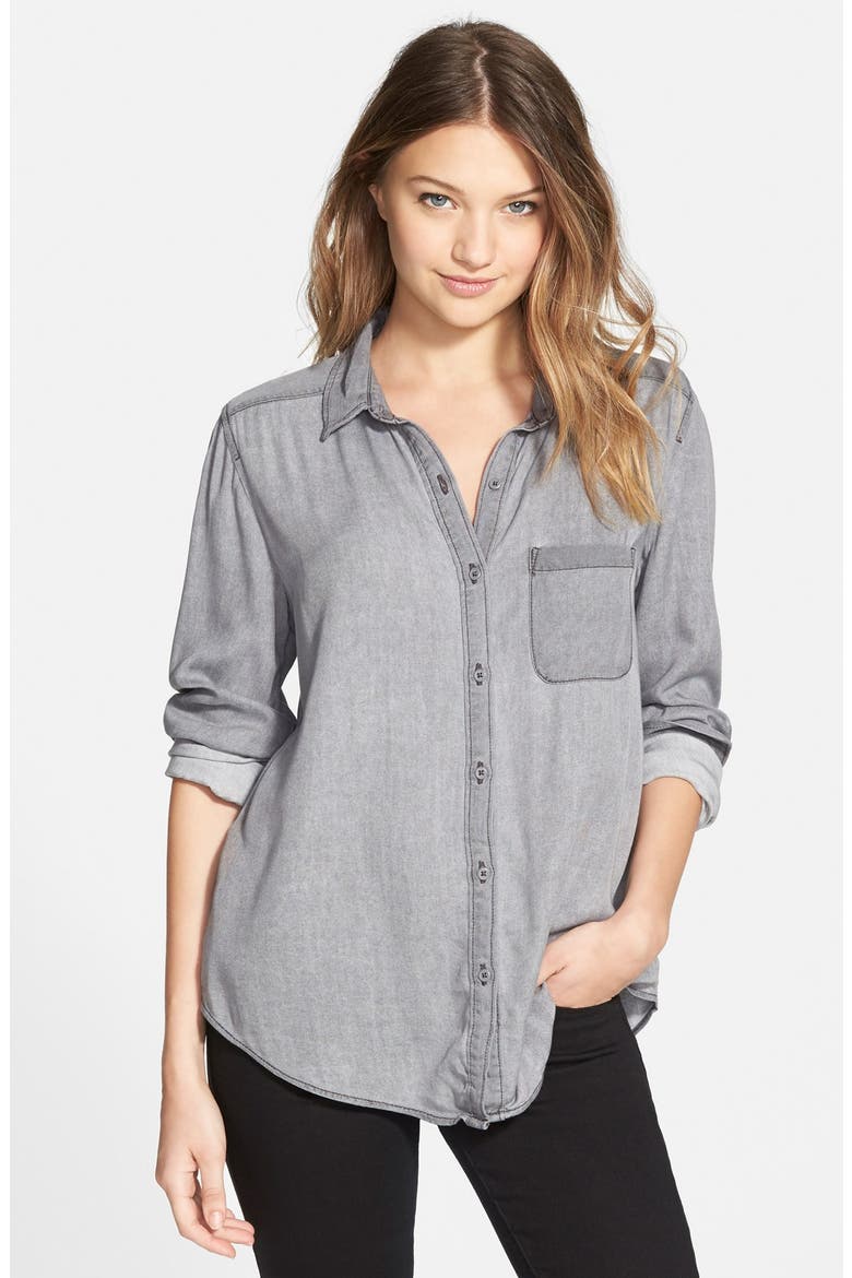 Washed Chambray Shirt, Main, color, GREY STONEHENGE