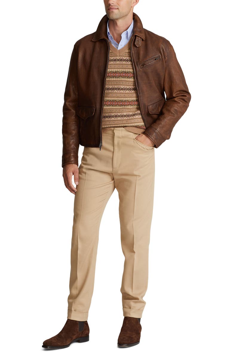 Ralph Lauren Purple Label Hugh Leather Newsboy Jacket, Alternate, color, 