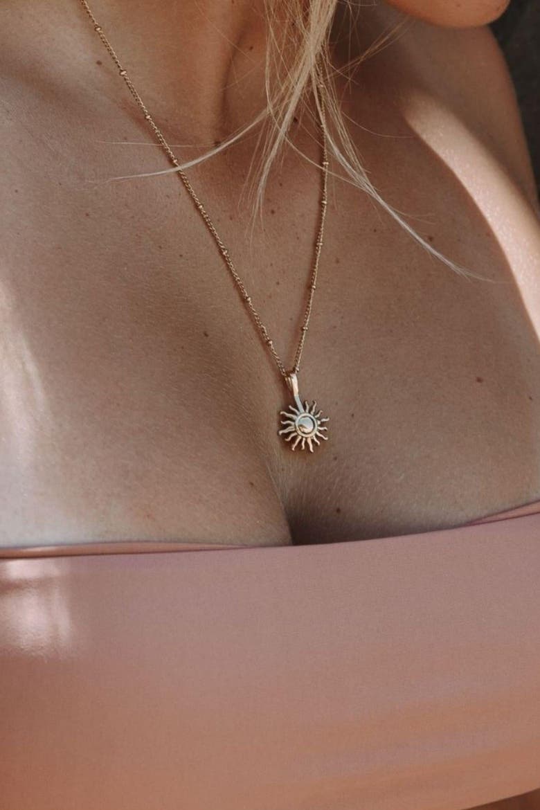 Sun Necklace, Alternate, color, Gold