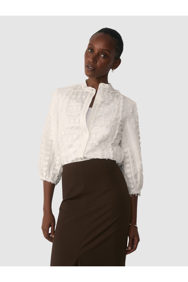 Nola Mandarin Collar Blouse, Main, color, White
