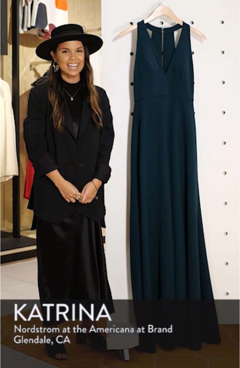 Margot V-Neck Knit Crepe Gown, sales video thumbnail