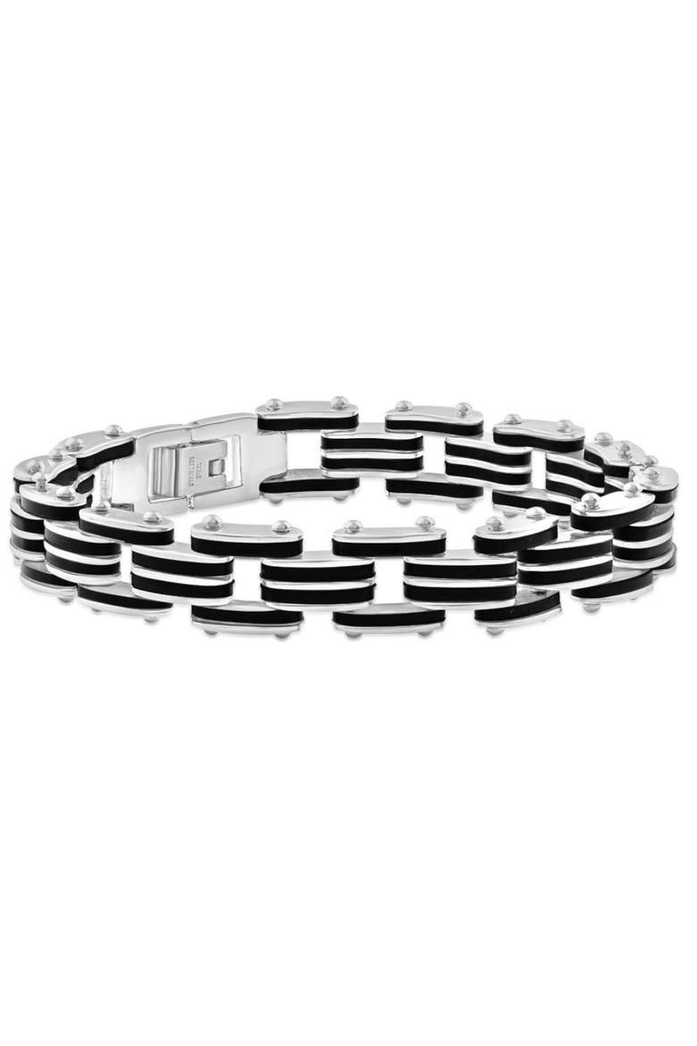 Men's Steel Brushed And Black Two Tone 3.5mm Link Flexible 8.5 " Bracelet, Main, color, Stainless Steel