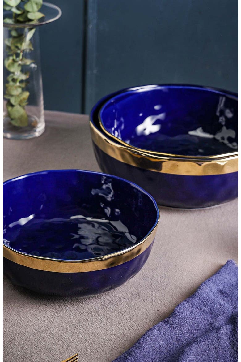 Florian Porcelain 3-Piece Serving Bowl Set, Alternate, color, Blue