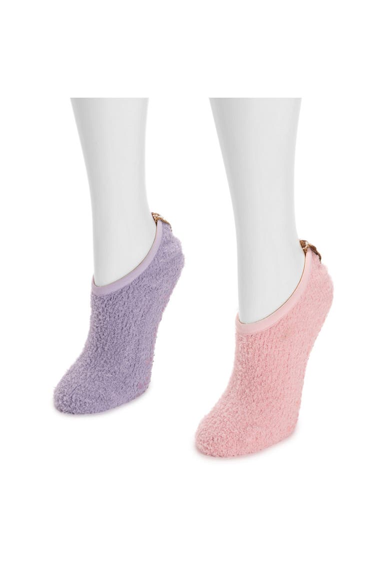 Women's 2 Pair Pack Low Cut Footie Cozy Socks, Alternate, color, Violet Pink
