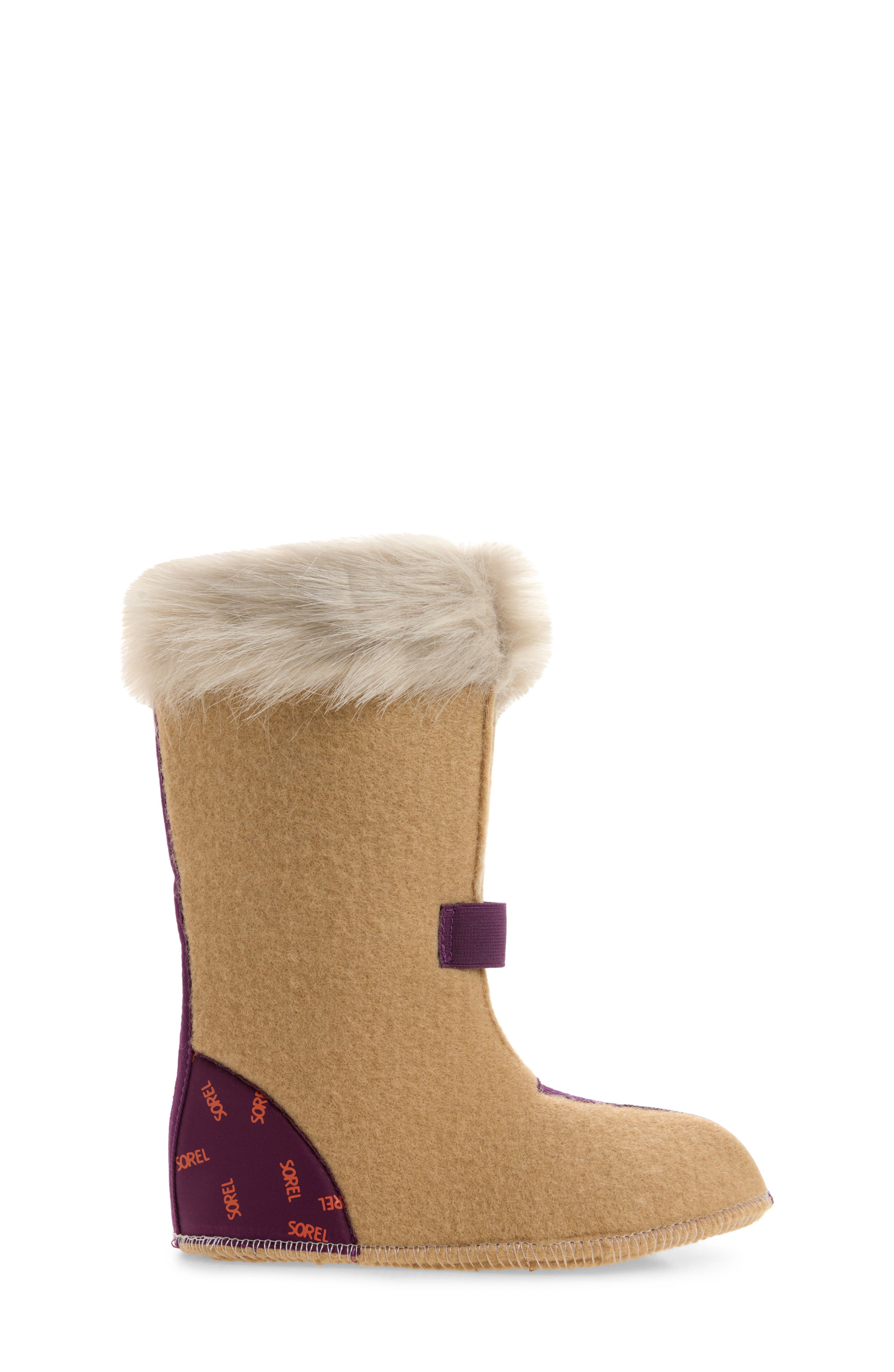 Kids' Joan of Arctic Faux Fur Trim Boot Liner, Alternate, color, CURRY