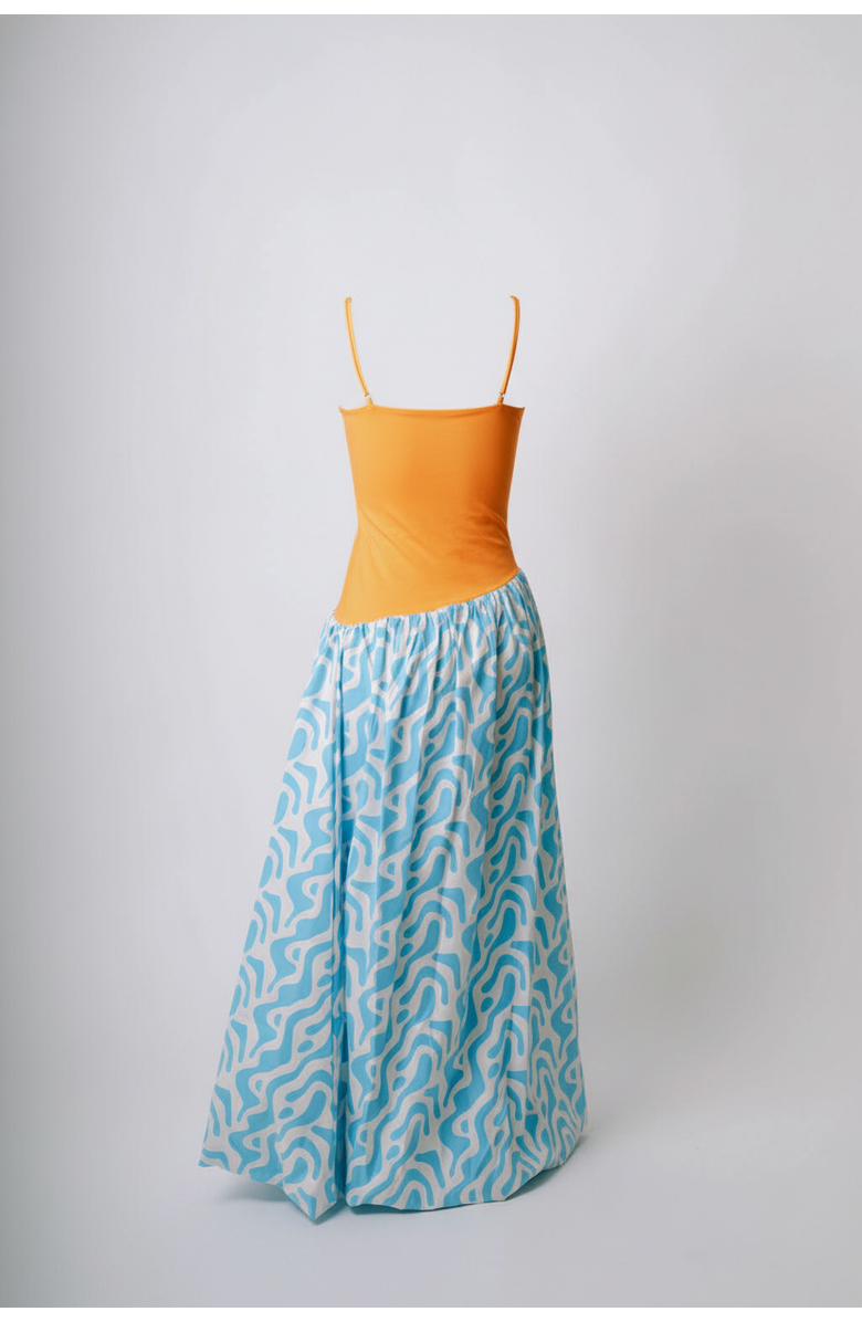 San Malo Bubble Midi Dress, Alternate, color, Blue And Orange