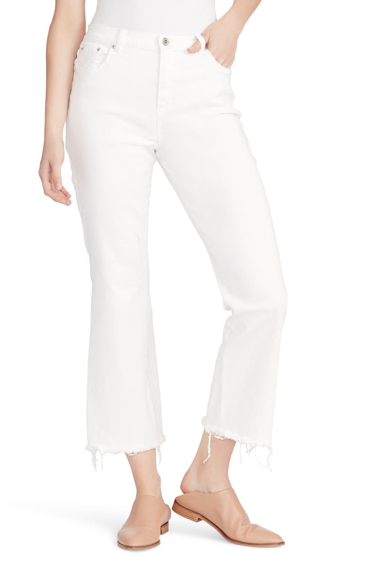 High Waist Crop Flare Jeans, Main, color, WHITE