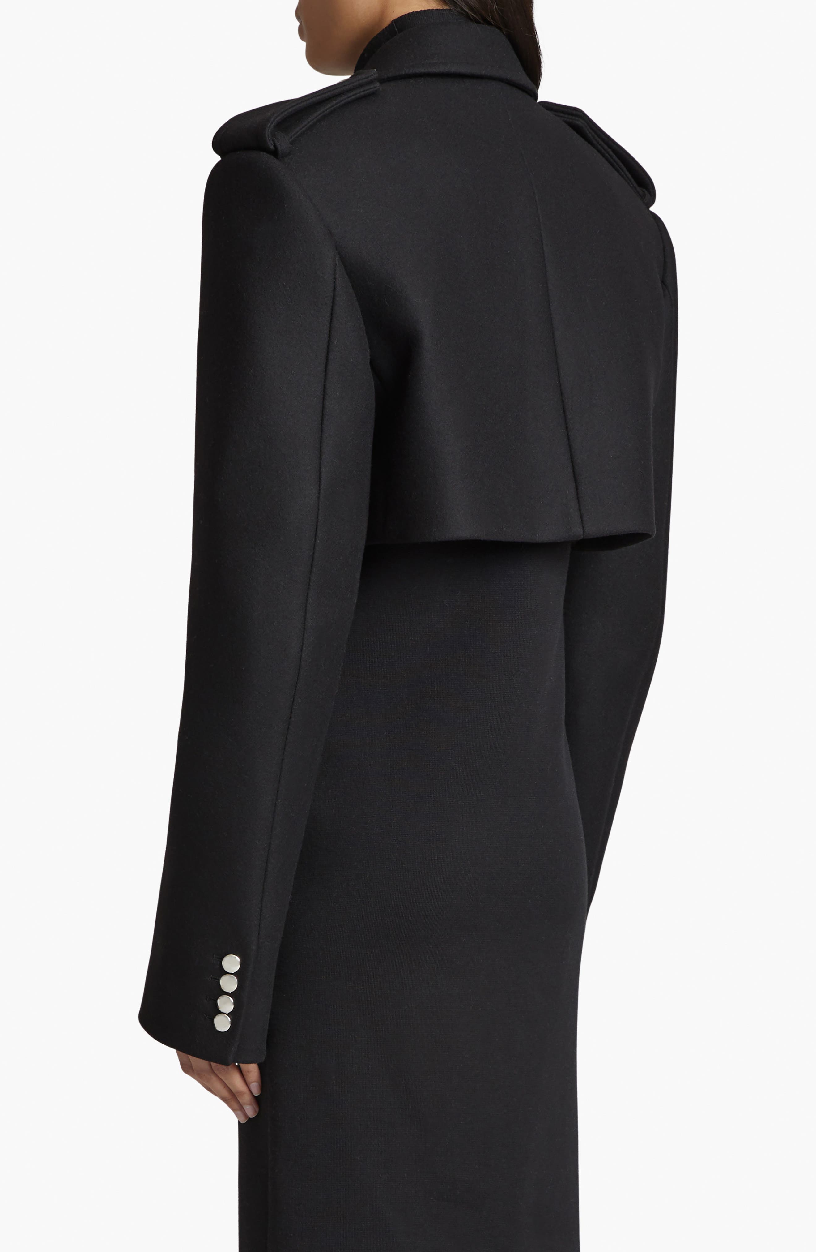 Leara Double Breasted Crop Melton Wool Blend Jacket (Women