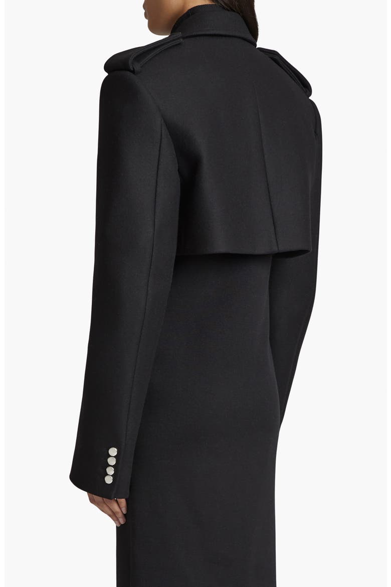 Leara Double Breasted Crop Melton Wool Blend Jacket, Alternate, color, BLACK