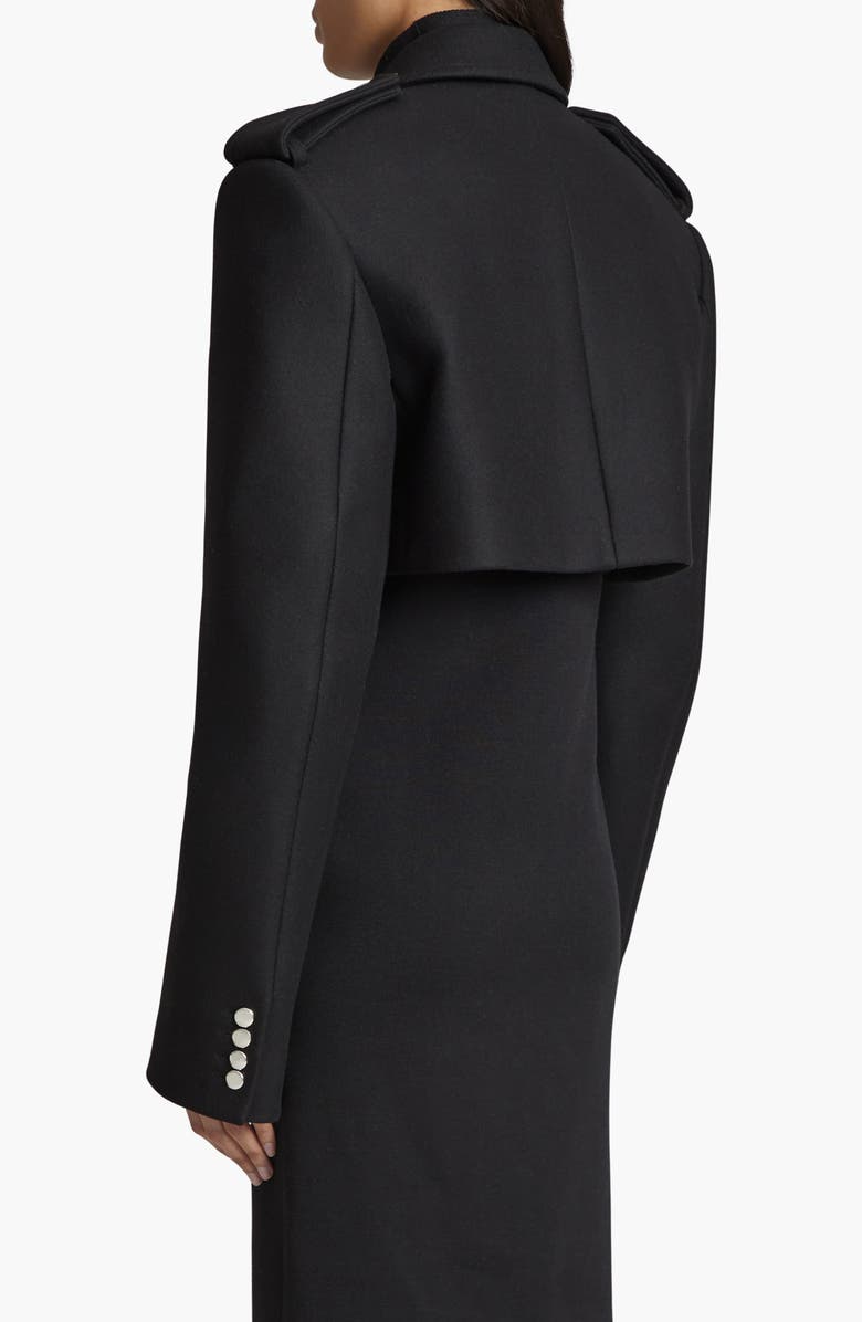 Khaite Leara Double Breasted Crop Melton Wool Blend Jacket, Alternate, color, Black