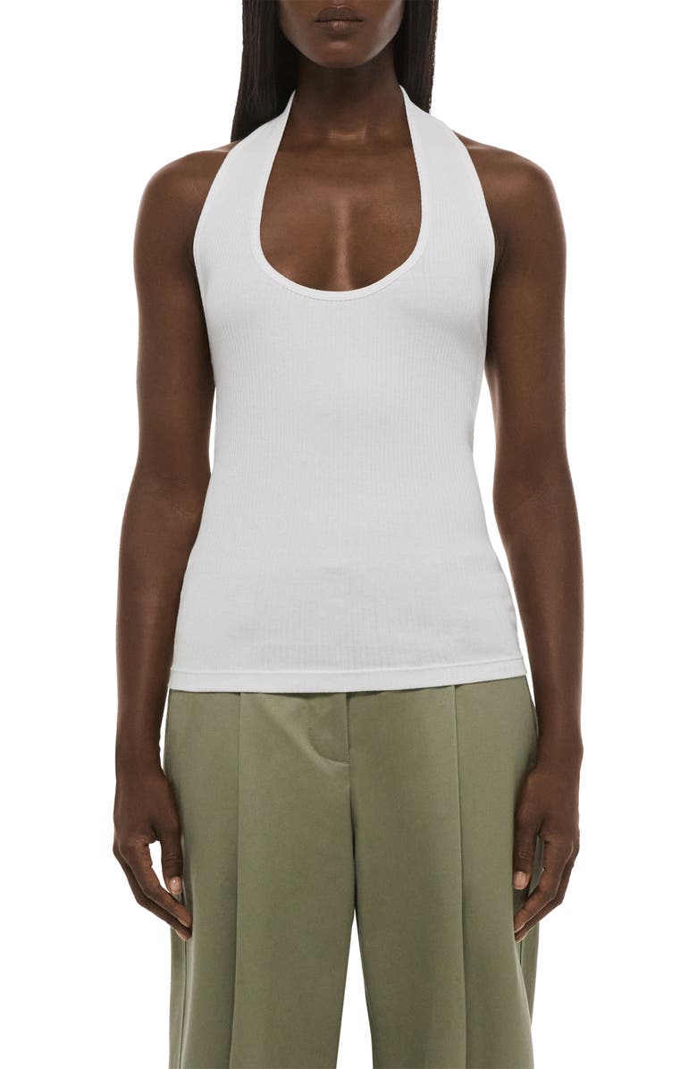 Helmut Lang Stretch Cotton Halter Tank, Alternate, color, 